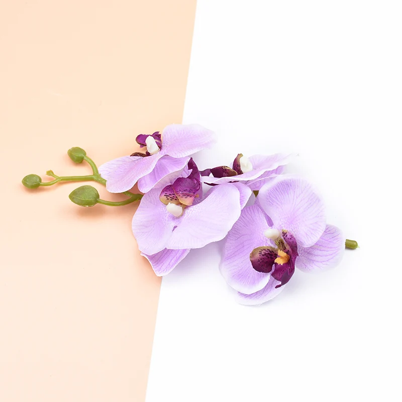 4 Stück Blumen plus 1 Stiel künstliche Blumen Heimdekoration Diy Zubehör dekorative Blumen Kranz Seide Schmetterling Orchidee Vase – Detail 23