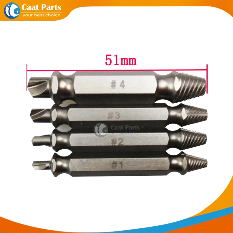 

4pcs HSS Carpenters Metal Screw&Bolt Extractor Guide Drill Removal Broken Bolts Easy Out Double Side Bolt Stud Screw Extractors