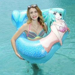 100cm Inflatable Giant Mermaid Swim Ring Float Raft Swimming Pool Beach Water Toys Fun MERMAID TAIL Raft Tube Pool Beach Floater