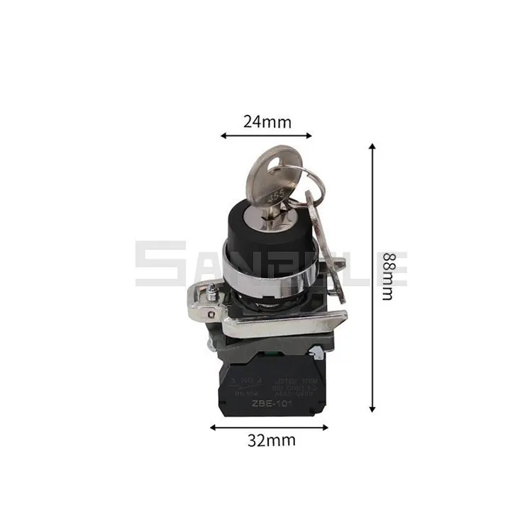 Dva poloha tělesa selektor spínač XB4-BG21 donést šifrovací klíč dva archives rotujícího kov knoflík přepínače otevřený díra 22MM běžně otevřený 380V