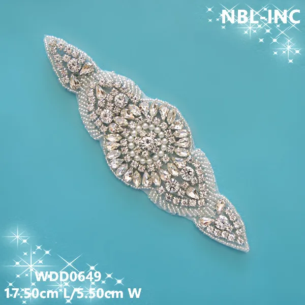 

(30PCS)Wholesale hand beaded sewing bridal silver crystal rhinestone applique iron on for wedding dresses WDD0649