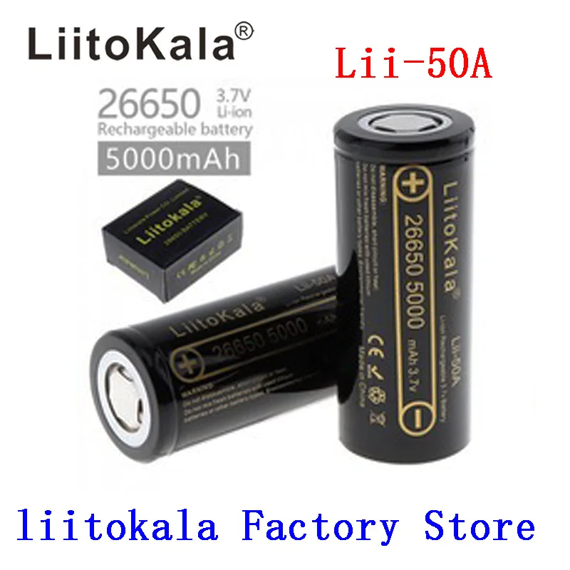 HK LiitoKala lii-50A 26650 5000mah bateria litowa 3.7V 5000mAh 26650 akumulator nadaje się do flashligh nowy