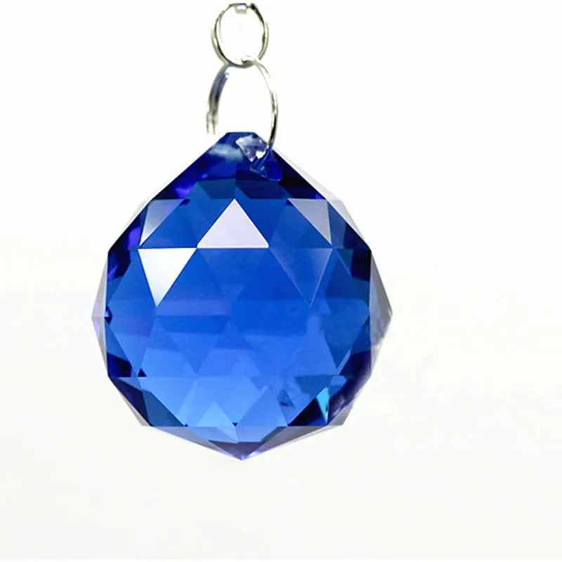 Hot Selling 5pcs/lot 30mm Sapphire Crystal Chandelier Faceted Prism Ball Glass Suncatcher Pendants Crystal Beads Curtain Pendant