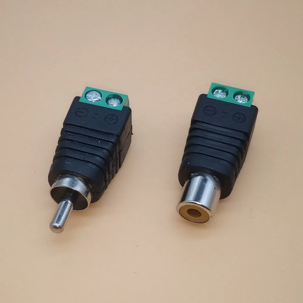 10PCS RCA Connectors Male + Female Plug TO AV Screw Terminal Video AV Balun Adapter Connector