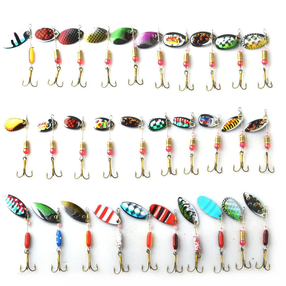 TOMA Hot 30pcs/lot Spinners Fishing Lure Kits Mixed color/Size/Weight Metal Spoon Lures Hard Spinnerbait Fishing Tackle