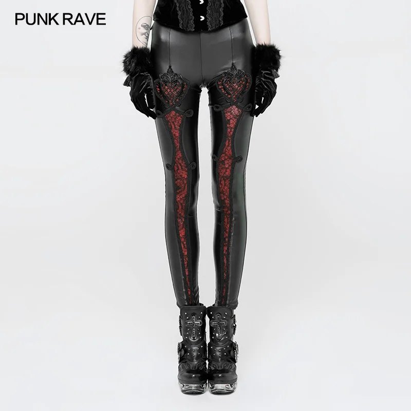 

Punk Rave KERA Two Colours embossed decorative Mesh Lace Strechy Women leggings Pants WK328