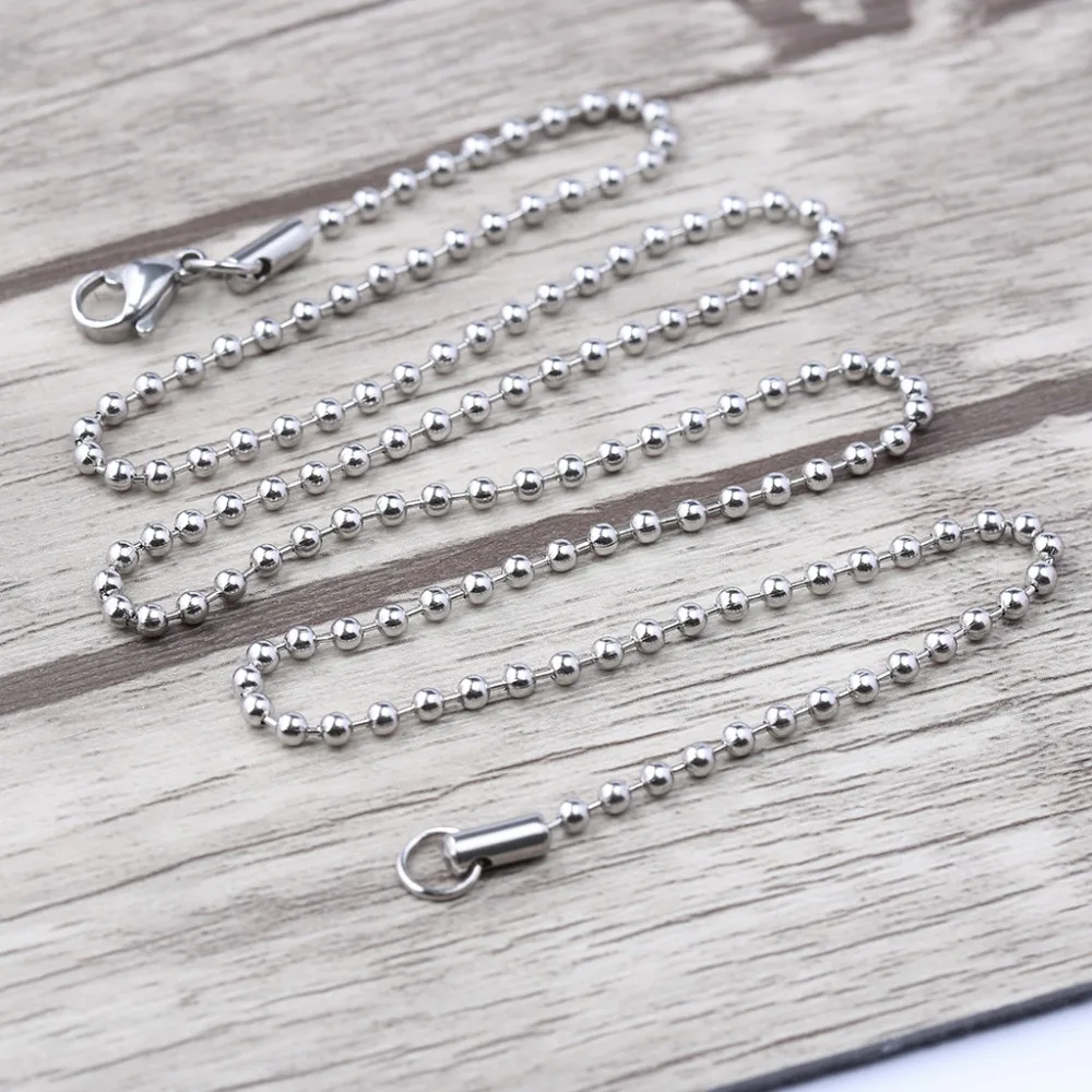 onwear 5pcs 2.4mm 50cm long stainless steel ball chain with lobster clasp for jewelry necklace making