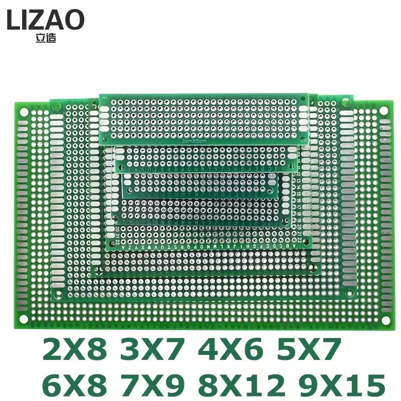 Placa de Circuito Impreso Universal de Doble Cara para Prototipos, 9x15, 8x12, 7x9, 6x8, 5x7, 4x6, 3x7, 2x8 CM, para Arduino