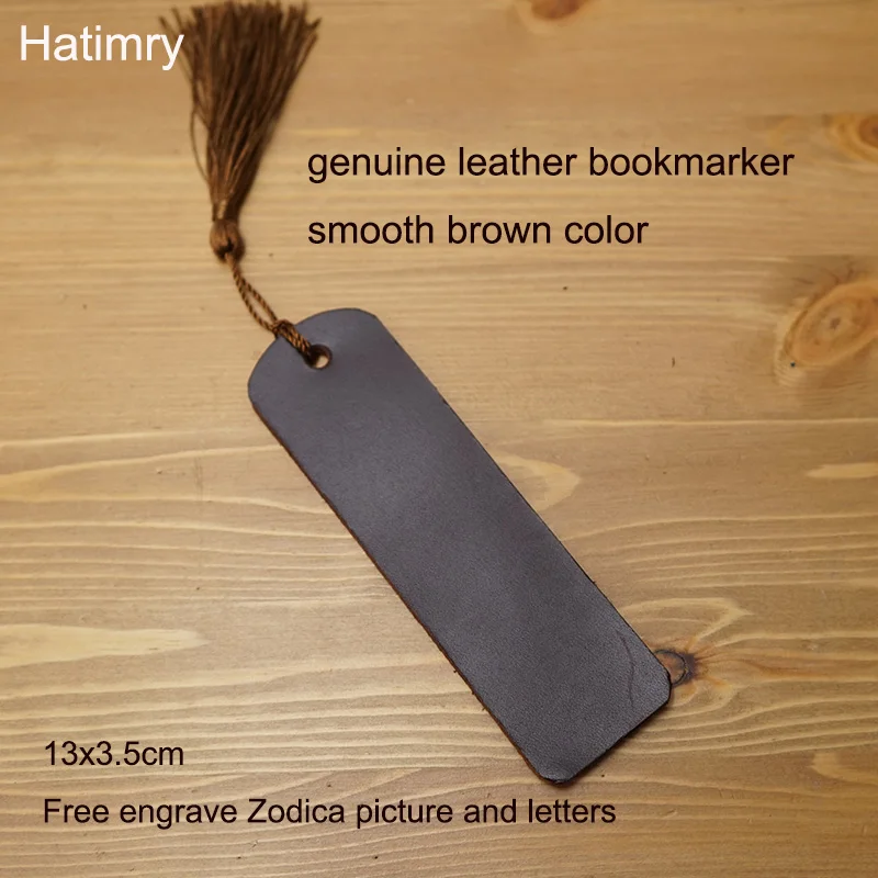 Genuine Leather smooth brown bookmark marque page engrave zodiac sign stationery items marcador de livro bookmarks marcapaginas