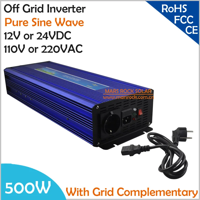 

500W DC12V/24V AC110V/220V, Off Grid Pure Sine Wave Solar or Wind Inverter, City Electricity Complementary Power Inverter