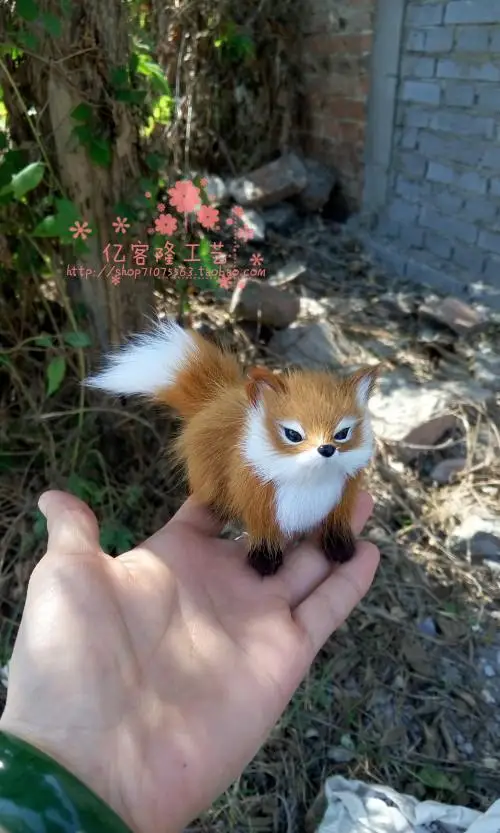 

simulation yellow fox about 12x7cm Handmade craft model,polyethylene&furs toy,home decoration Xmas gift w4081
