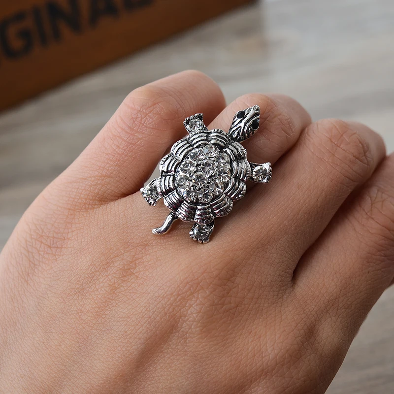 Fashion Jewelry Antique Silver Retro Little Turtle Animal Best  Friends Ring Tree Leaves Friendship Free Shipping