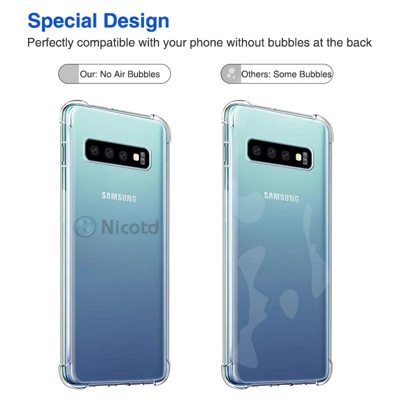 Case for Samsung Galaxy S10 Plus S10 S10e Nicotd TPU Transparent soft back cover case for Samsung Galaxy M30 A50 A30 A10 M20 A8s