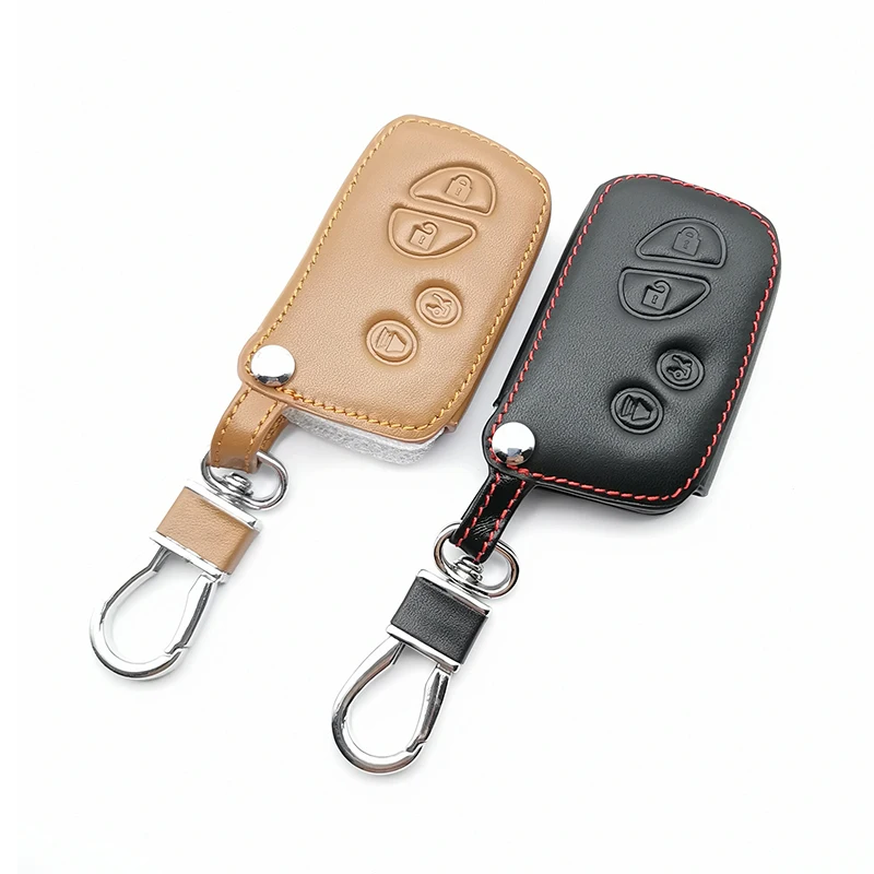 Genuine Leather Key Fob Case Cover For Lexus IS250 ES240 ES350 RX270 RX350 RX300 4 Buttons Remote Control Keyless Holder