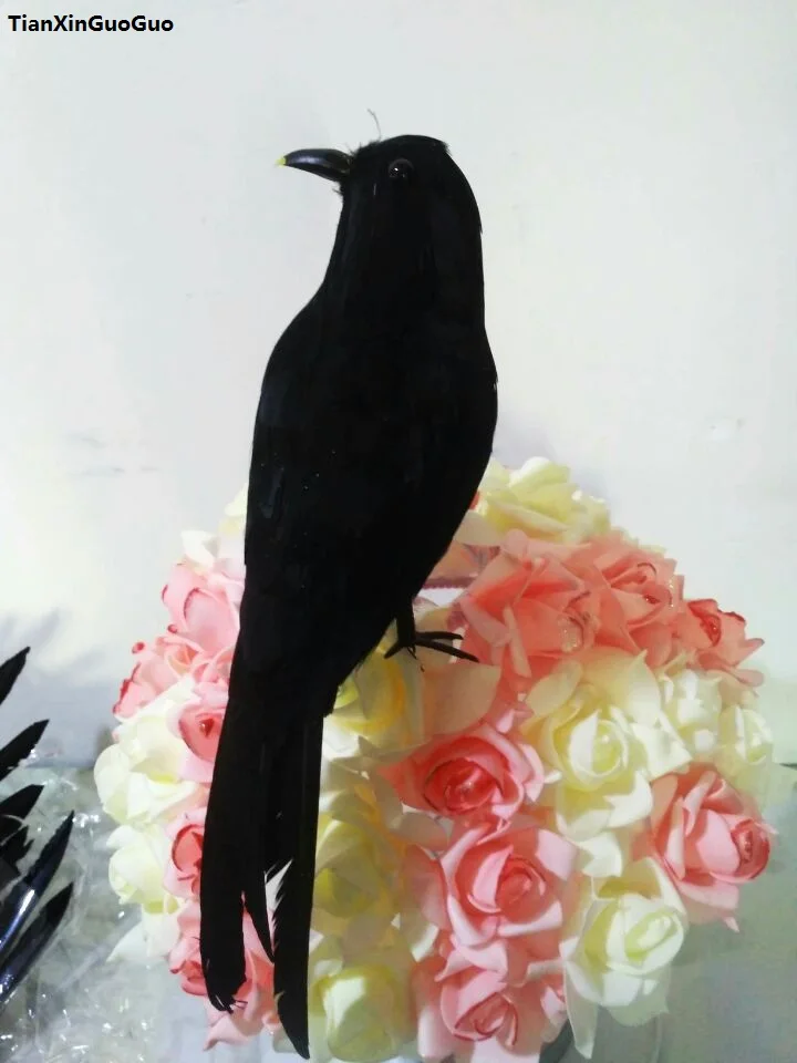 large 30cm black crow bird hard model foam&feathers crow bird Halloween decoration prop,craft s1282