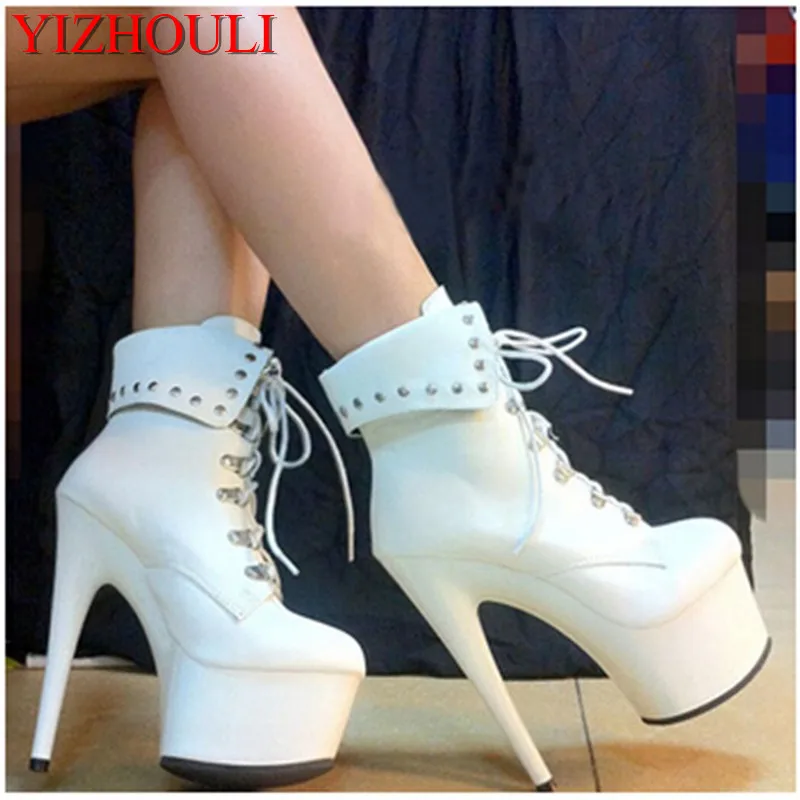 

15cm high heels, thin and live-action low-cut boots, the front line is the artificial leather performance Dance Shoes