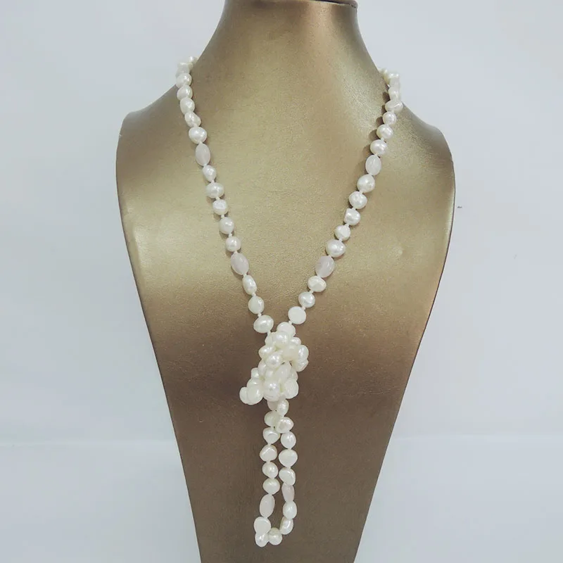 100% NATURE FRESHWATER PEARL NECKLACE and baby pink crystal beads-90 cm necklace