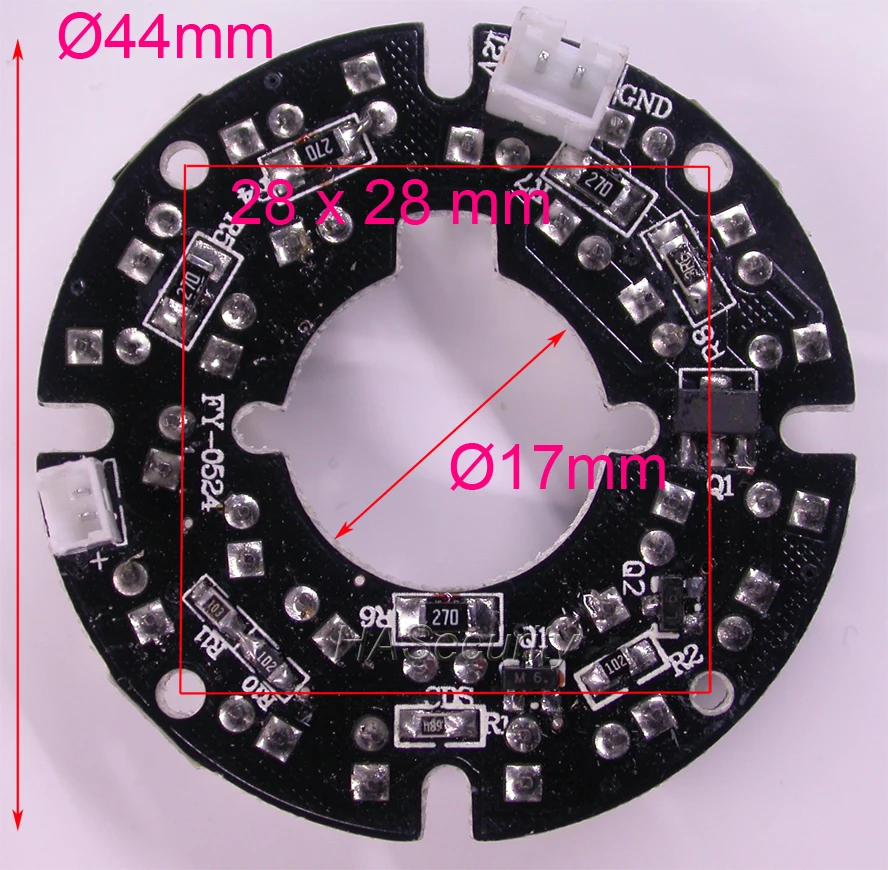 Infrared 24x IR LED  board for CCTV cameras night vision (diameter outer : 44mm / inner : 17mm)