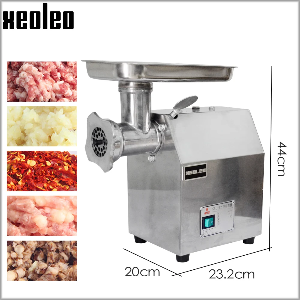 XEOLEO Commercial Meat Grinder 120kg/h Electric Meat Cutter Enema Machine Stainless Steel/Iron Mincer Sausage Filler Function