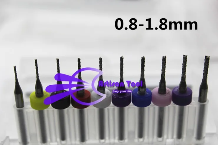 Brocas de grabado de carburo de tungsteno, brocas de placa de circuito impreso, 0,8-1,8mm, 10 unidades/lote