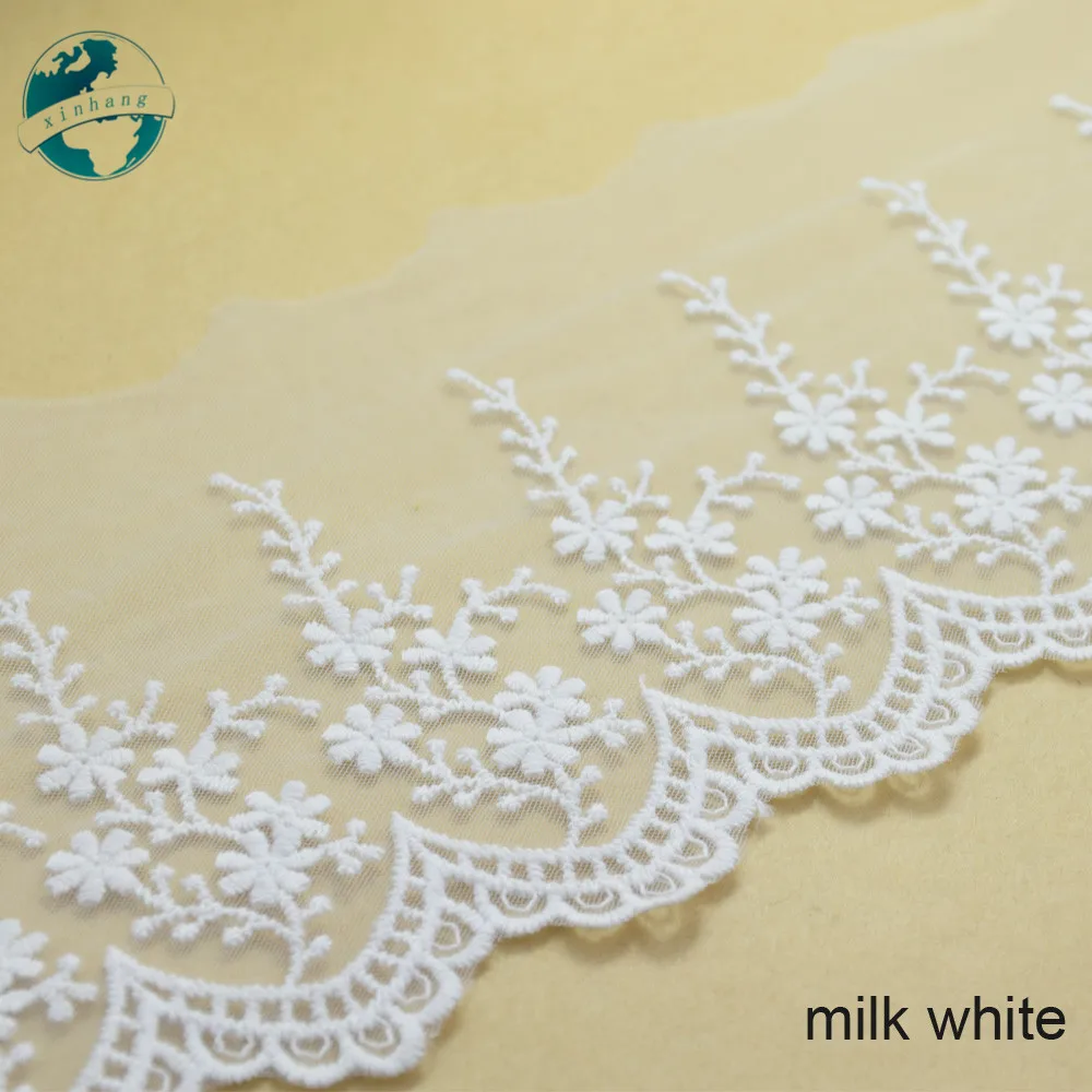 10.5cm Wide White Lace Cotton Embroid Lace Sewing Ribbon Fabric Guipure Diy Trims Warp Knitting DIY Garment Accessories#2632