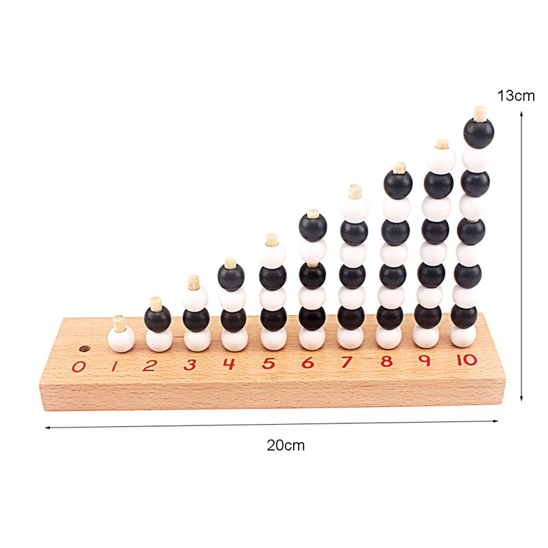 Montessori Baby Mathematics Toy 1-10 Odd and Even Digital Number White & Black Beads Chess Board Wooden Toy Early Preschool Kids