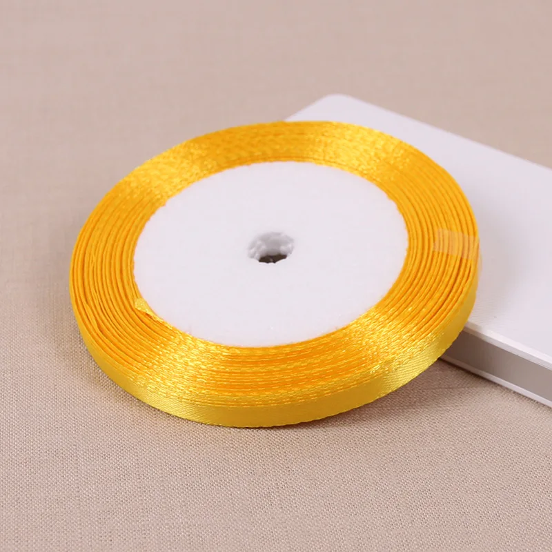 25Yards Gold Yellow Silk Satin Ribbon 6/10/15/25/40/50mm Party Home Wedding Decoration Gift Wrapping Christmas DIY Material