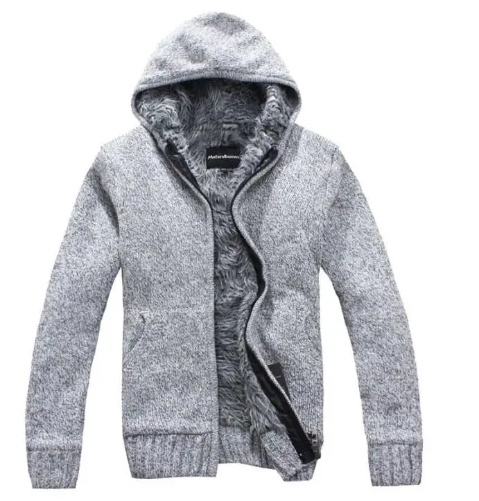 Hot new Men's Fashion winter Knitted jacket Coat Cotton Hooded thick white cardigan sweater Sweaters men XXL,XXXL W 136