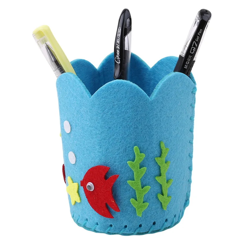 Educational Toy  DIY Handmade Pen Brushes Container Holder Cute Cartoon Sewing Pen Holder Puzzle Kids Handcraft Toy B0931