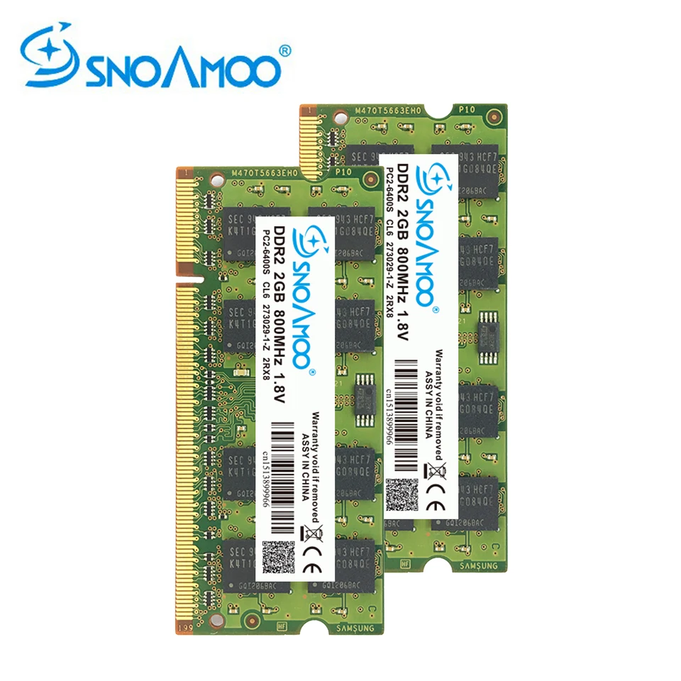 

SNOAMOO Laptop RAMs DDR2 2GB 667MHz/800MHz PC2-6400S 200Pin 1GB 1.8V 2Rx8 SO-DIMM Computer Memory Warranty