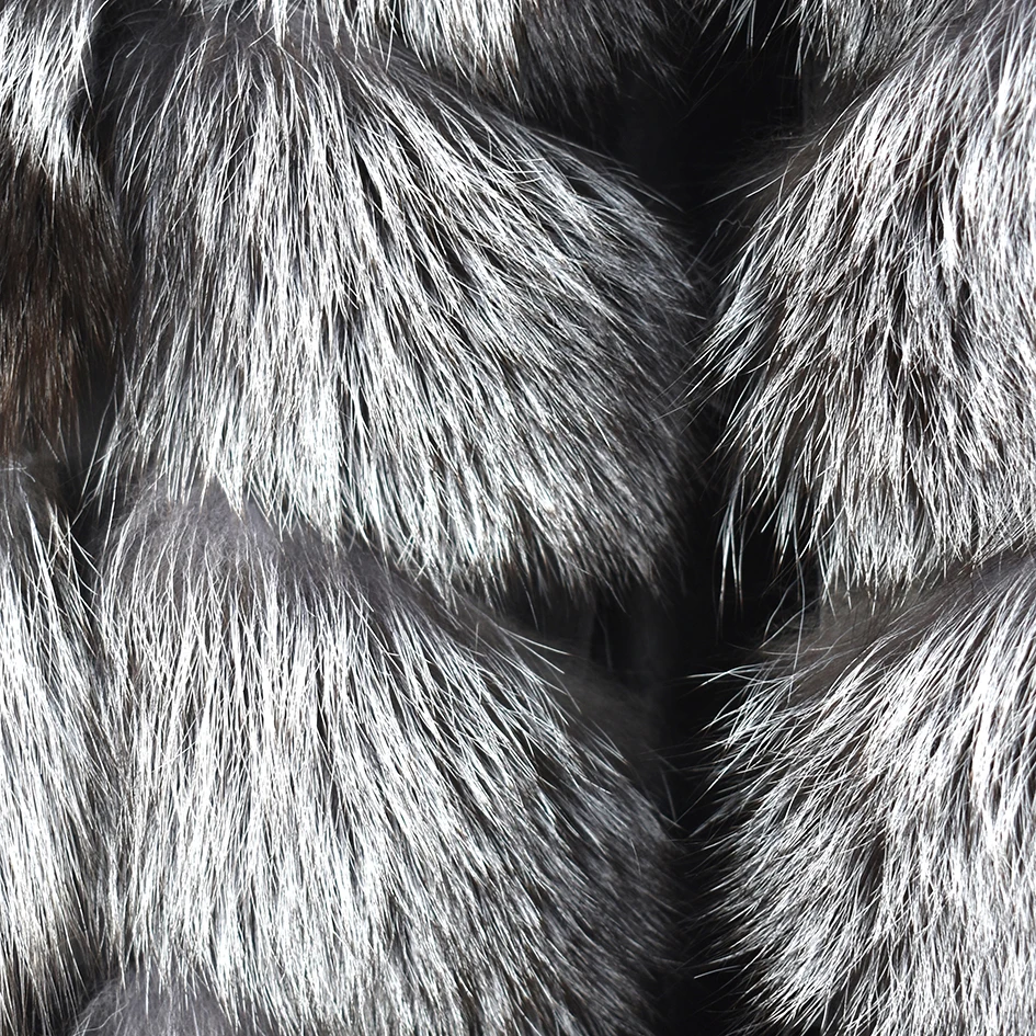 Silver Fox Detachable Vest for Women, Real Fur, Warm Vest, Thick and Beautiful, Autumn and Winter, 90cm