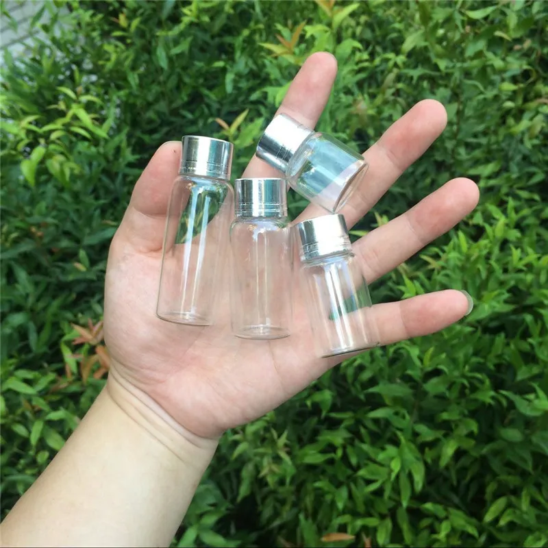 Empty Glass Bottles with Metal Screw Cap Pill Powder Ornament Bottles 8ml 15ml 20ml 25ml Liquid Food Saffron Jar Container 12pcs