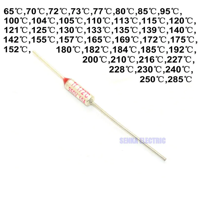 100pcs/lot Temperature Thermal Metal Cutoff Fuses 265-285C 250V 10A Electric Rice Cooker Parts Fuse RY TF