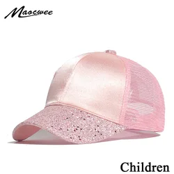 Spring Summer Child Sequin Net Cap Girls Sunscreen Baseball cap Boys Leisure Cap Student Hat Hip Hop Snapback For 2-8 Years old