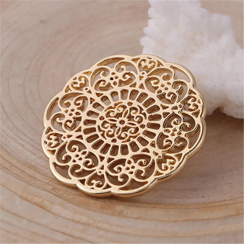 Hot Jewelry DIY Connectors Zinc Based Alloy Flower Gold Color Filigree Charms For Handmade Necklace Bracelet Components , 2 PCs