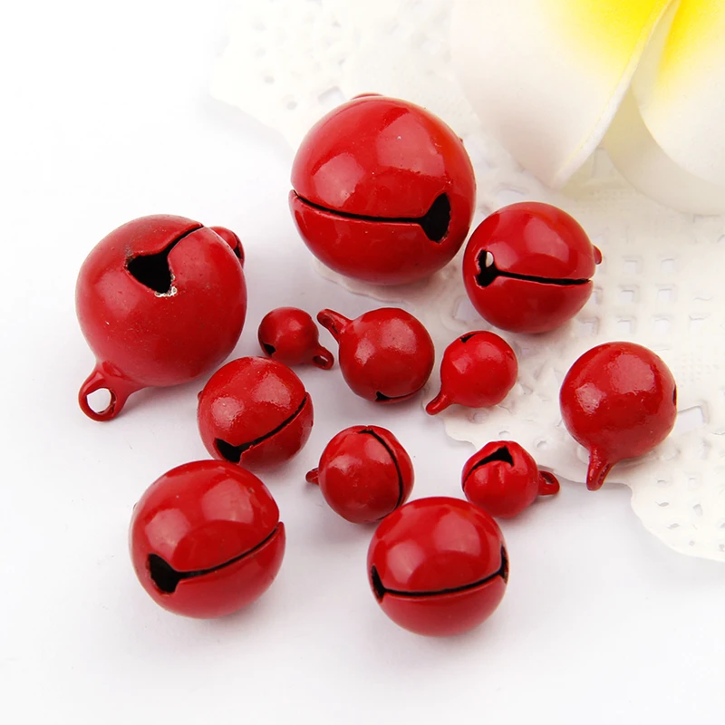 30pcs Red 8/10/12mm  Metal Jingle Bells Loose Beads Festival Party Decoration/Home decoration Accessories/DIY Crafts Souvenirs