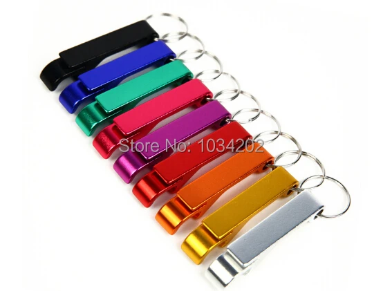 Hot Sell Portable Aluminum Alloy Key Ring Keychain Bottle Opener Beer Opener Multi Color Free Shipping