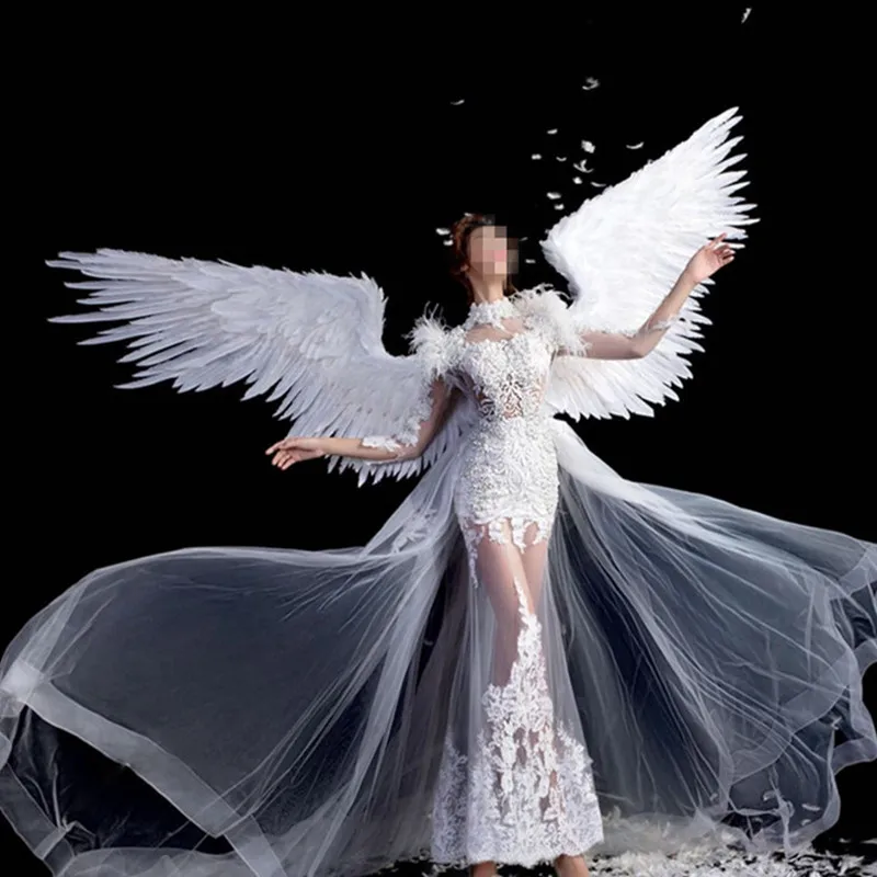 

Catwalk Models Props White Angel Feather Wings Adults Size Fairy Wing For Dance Auto Show Party Display Supplies Free Shipping