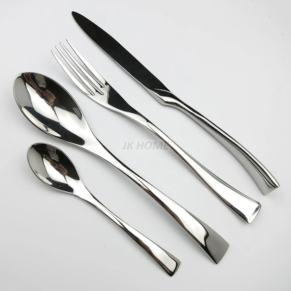 JANKNG 4Pcs/Lot 18/10 Stainless Steel Dinnerware Set Steak Knife Dinner Fork TeaSpoon Sliverware Western Cutlery Set Tableware