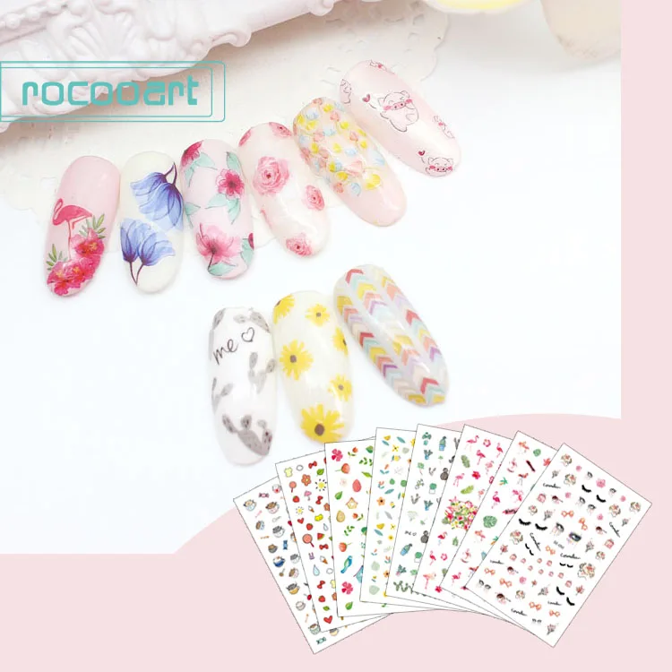 Rocooart Fruit Elements Nail Art Decoration Nail Wraps Floral Adhesive Nail Sticker For Women Harajuku Manicure Foil Nail Decal