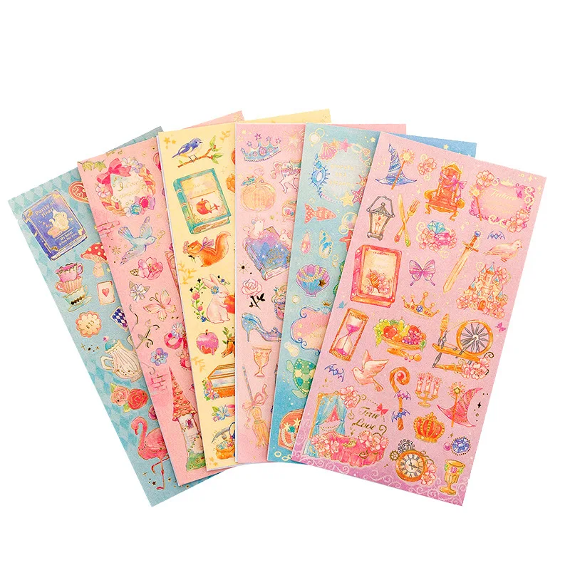 Romantic Beautiful Fairy Tale Princess Flower Hot Stamping Sticky Note Paper Scrapbooking Pads Cartoon Sticker Stationery