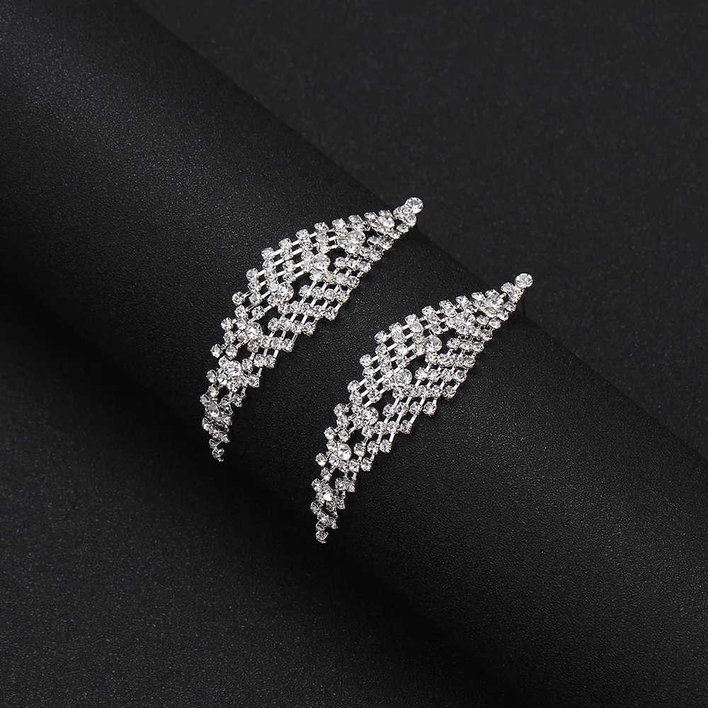 TREAZY Silver Color Crystal Bridal Long Earrings Shiny Rhinestones Wedding Party Dangle Earrings for Women Jewelry Gifts image 5