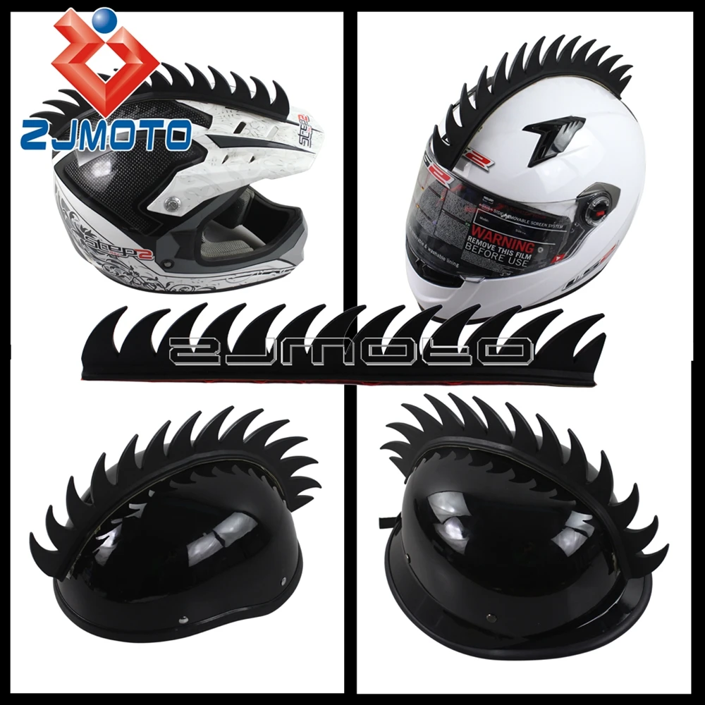 1x 6 Colors Motorcycle Helmet Sticker Dirt Biker BMX Mohawk Biker Helmets Mohawks Spikes Rubber Helmet Decoration