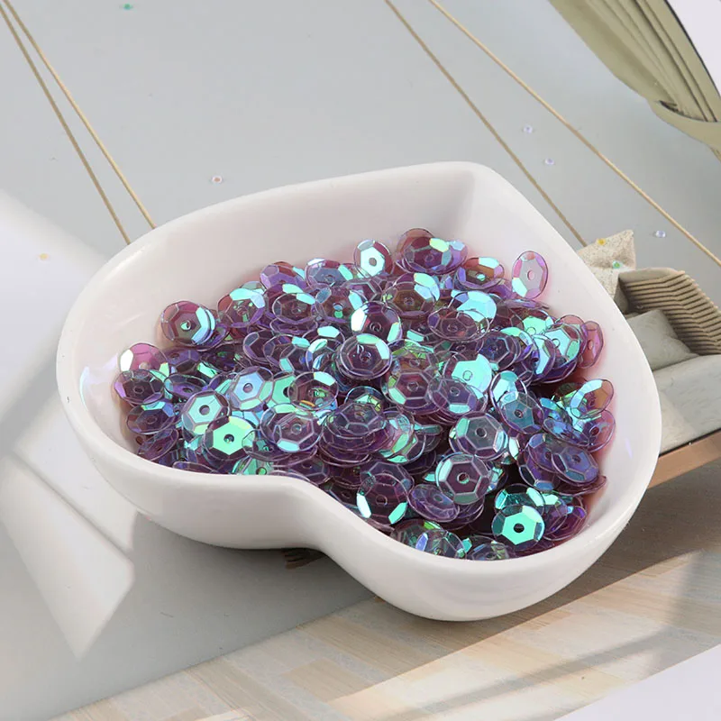 10g/pack 6mm Round Cup AB Transparen Color Pvc loose sequins Paillettes sewing Wedding craft, Kids Diy Women Garment Accessories