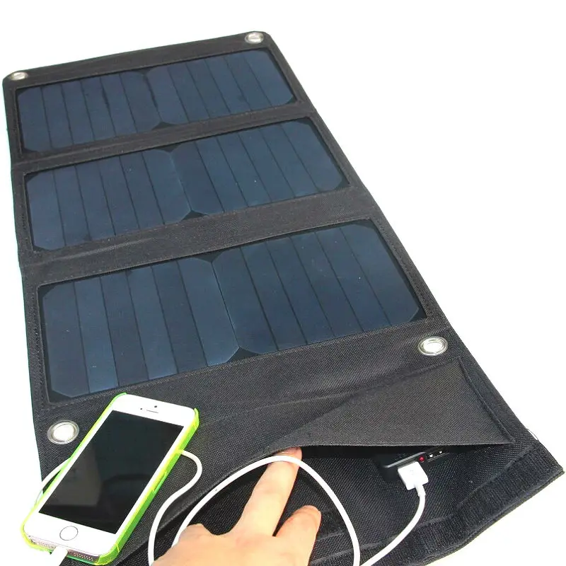 Wholesale! 10PCS/Lot 21W Sunpower Foldable Solar Charger Solar Panel Battery Charger For 5V Devices Dual USB Wide Compatibility