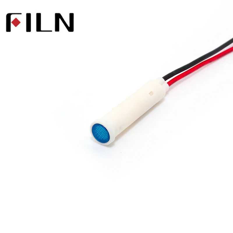 FILN 8mm mounting hole plastic red yellow blue green 24v pilot lamp with terminal pins