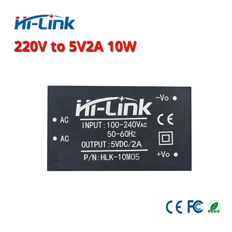 

Free shipping 220v 5V/ 10W 2A AC DC isolated switching step down power supply module AC DC converter HLK-10M05