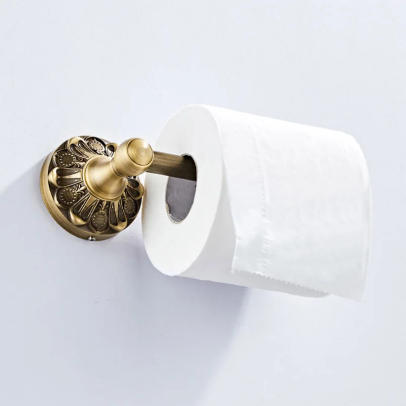 Bronze Toilet Roll Holder Creative Wall Mounted Antique Toilet Paper Holder Black Bathroom WC Tissue Paper Roll Bar Rack Vintage