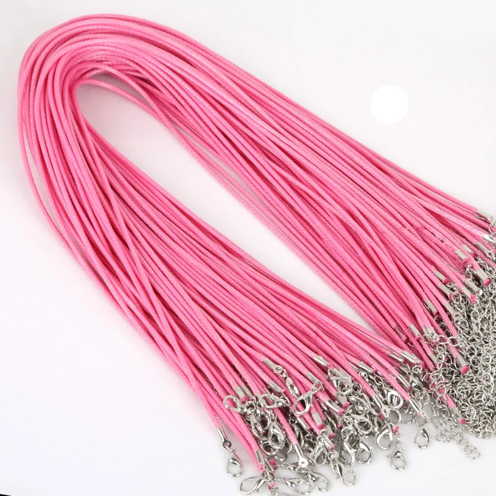 10 Pcs/lot 1.5mm DIY Faux Leather Cord Adjustable Chains Pendant Necklace Rope Charms Findings Lobster Clasp String 17 Colors