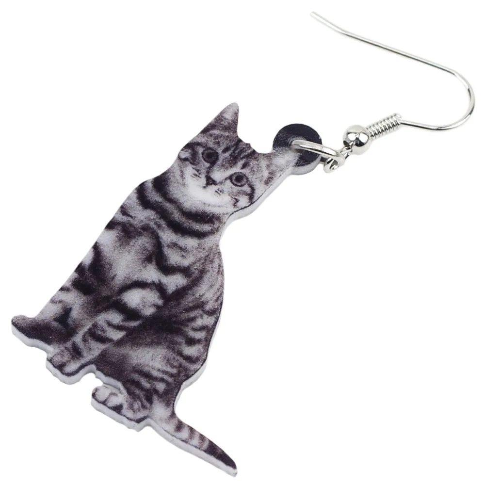 Bonsny Acrylic Lovely Cat Kitty Dangle Drop Earrings Big Long Jewelry For Girls Women Ladies Cheap Animal Kids Accessories Bulk
